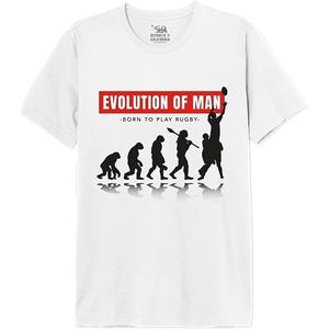 Republic of California ""Evolution of Rugby"" MEREPCZTS128 T-shirt voor heren, wit, maat XL, Wit, XL