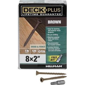 Deck Plus Houten schroeven, bruine buitenschroeven, 2"" x #8, 1 lbs