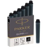 Parker Inktpatronen voor vulpen, korte patronen, zwarte QUINK inkt, 6 stuks
