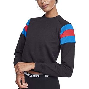 Urban Classics Dames Dames Sleeve Stripe Crew Sweatshirt, meerkleurig (Black/Brightblue/Firered 01558), XL