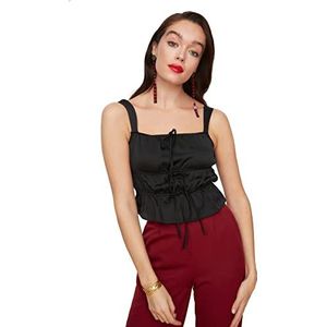 Trendyol Dames zwart vervormde satijnen blouse blouse, zwart, 38