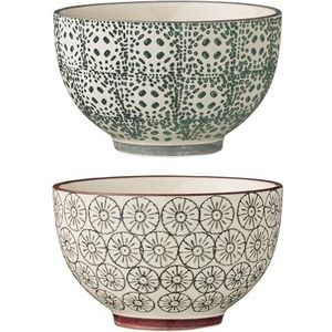 Bloomingville Schalen Karine, grijsgroen, keramiek, set van 2
