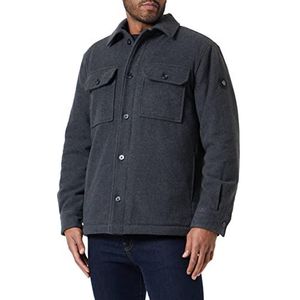 TOM TAILOR Uomini Overshirt van wol 1032501, 30504 - Dark Anthra Wool Structure, S