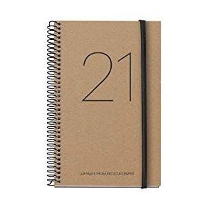 Miquelrius - 2021 dagboek, 100% gerecycled jaar, Catalaans, dagpagina, formaat 117 x 182 mm, papier 70 g, harde kaft gevoerd, ambachtelijke kleur