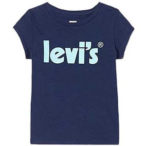 Levi's Lvg Basic T-shirt met poster voor meisjes 3ee559 S/S, Middeleeuws blauw, 3 jaar