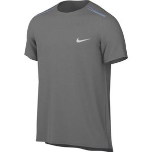 Nike Dri-Fit Miler Running Top met korte mouwen, Smoke Grey/Reflective Silv, AJ7565-085, 2XL