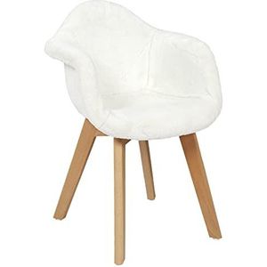 HOME DECO KIDS 2 stuks kinderstoelen, kunstbont, voor eetkamer, woonkamer, polypropyleen, wit, L 44,3 x H 60 x D 44,5 cm