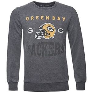 Recovered NFL Green Bay Packers Retro American Football Helm Sweatshirt - Houtskool - Officieel gelicentieerd - Vintage stijl, Heren/Unisex, Meerkleurig, S