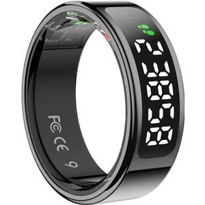 R15 Smart Ring Smart-ring met display, ring smart fitness tracker, waterdicht 5 ATM draadloos opladen iOS en Android activity tracker, hartslag, SpO2, slaap (M 18,3 mm)