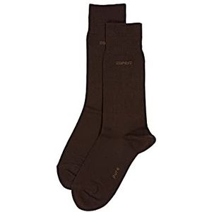 ESPRIT Heren Sokken Basic Uni 2-Pack M SO Katoen eenkleurig Multipack 2 Paar, Bruin (Dark Brown 5230), 47-50