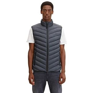 TOM TAILOR Uomini Lichtgewicht gewatteerd vest 1031473, 24267 - Grey Twill Structure, S