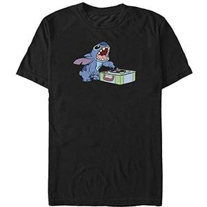 Disney Lilo & Stitch DJ Stitch Organic T-shirt met korte mouwen, zwart, S, zwart, S