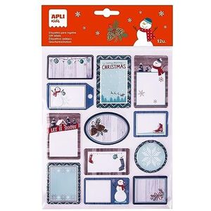 APLI Kids 19608 Kerstcadeauhangers, 12 stickers voor het identificeren en decoreren van geschenken, 1 vel sticker