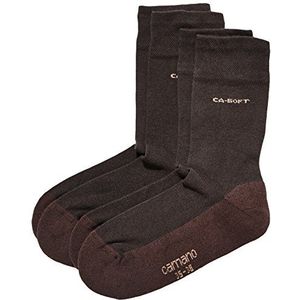 Camano Unisex 2-pack kousen met zachte tailleband voor volwassenen sokken van katoen, bruin (Dark Brown 17), 35-38 EU