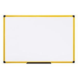Bi-Office Whiteboard Ultrabrite - 60 x 45 cm - magnetisch, met geel aluminium frame en pennenhouder