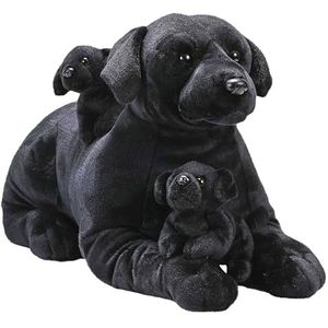 Wild Republic Cuddlekins Jumbo mama en puppy's zwarte labrador, gevuld dier, 86 cm, pluche speelgoed, vulling is gesponnen gerecyclede waterflessen