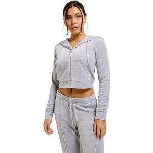 Juicy Couture Dames Madison Hoodie Kapuzensweatjacke, Sweatjacke mit Kapuze und Reißverschluss aus Velour in Verschiedenen Farben Hooded Sweatshirt, Silver Marl, XS, Zilver Marl, XS