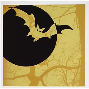 3drose oranje vleermuis en full moon- Halloween kunst-spuk-ontwerpen - wenskaarten, 6 foto, set 12 (GC 39338 2)