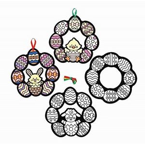 Baker Ross AX819 Paaskrans Art Decorations - Pack van 10, Kids Fuzzy Art Ornamenten voor Pasen Crafting, Kleuring en Weergave!