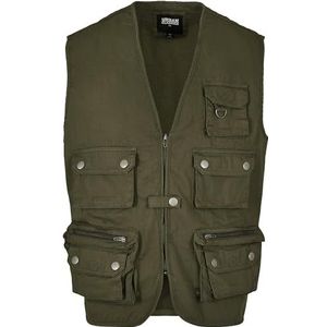 Urban Classics Herenvest Worker Vest Jas, groen (Dark-olive 00551), 5XL grote maten