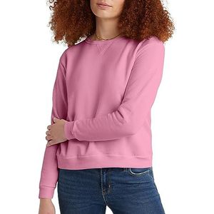 Hanes EcoSmart sweatshirt met ronde hals en V-hals voor dames, fleece pullover sweatshirt voor dames sweatshirt, Spirited Pink, S