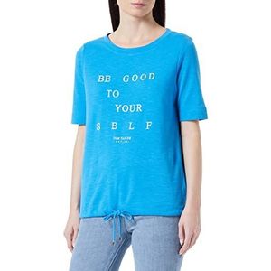 TOM TAILOR Dames T-shirt met opschrift 1032707, 30095 - Sublime Teal Blue, XL
