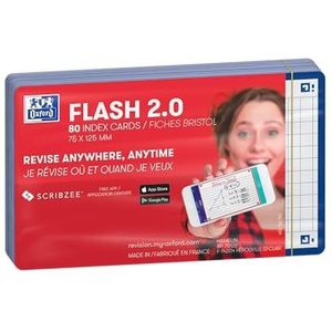 Oxford Flash 2.0 Flashcards A7 geruit 5mm blauw pak 80 kaartjes