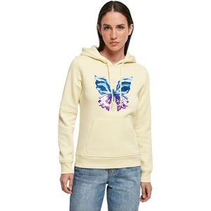 Miss Tee Dames Hoodie Chromed Butterfly Hoody, Casual Hoodie met Frontprint, Regular Fit, Maten XS - 5XL, Softyellow, XXL