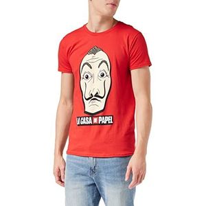 La Casa De Papel Money Heist Mask T-shirt, Volwassenen, S-3XL, Rot, Officiële Koopwaar