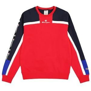 Champion Legacy Retro Sport (220332) - Soft Compact Poly Fleece Taped Crewneck Sweatshirt, Miglion/Navy Blue (CRD/NNY/Wht), S Heren FW24, wormigron/marineblauw (Crd/Nny/Wht), S
