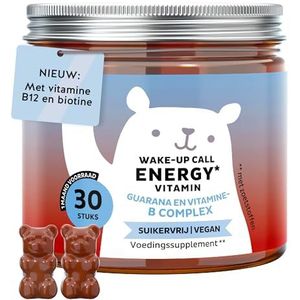 Wake Up Call Energy Vitamine – Natuurlijke Energieboost met 30 mg Guarana, Vitamines B6, B12 & Biotine – 30 stuks (1 maand) – Suikervrij, Vegan – Bears with Benefits