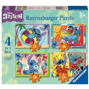 Ravensburger Disney Stitch 4-in-1 puzzel, voor kinderen vanaf 3 jaar, educatief en stimulerend spel, 4 puzzels met 12, 16, 20, 24 delen