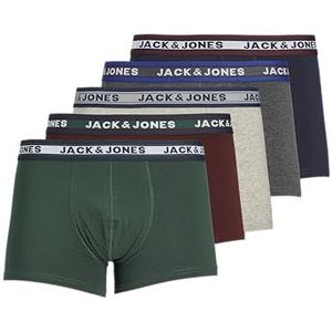 JACK & JONES Set van 5 boxershorts voor heren, grijs, M
