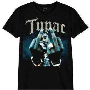 TUPAC T-shirt voor jongens, Zwart, 10 Jaar