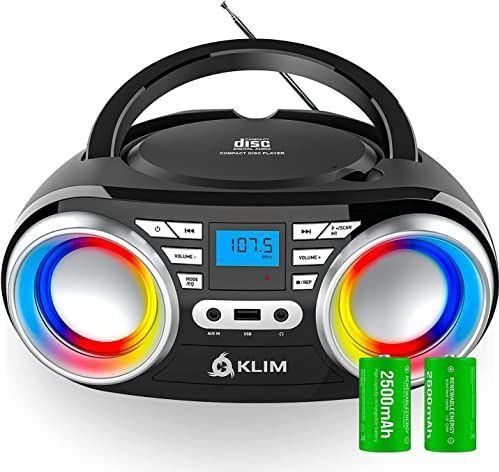 KLIM - Boombox B3 - Portable CD Speler - Zwart - Bluetooth, FM Radio, Oplaadbare Batterij