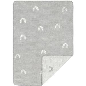 LÄSSIG Babydeken, knuffeldeken, babydeken, geweven, 100% biologisch katoen, GOTS/Woven Blanket Rainbow grey
