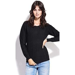 Bonateks, Ronde hals sweater design, zwart, maat: L - 40% kasjmier, 45% viscose, 15% elastaan, zwart, 38