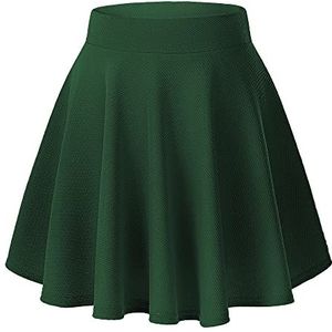 Urban CoCo Basic veelzijdige rekbare uitlopende casual mini-skaterrok voor dames, Groen, XXL