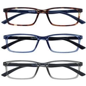 OPULIZE See 3 Stuks Blauw Licht Blokkeert Leesbril Bruin Blauw Grijs Computer Ontspiegeld Mannen Vrouwen BBB9-237 +1,00