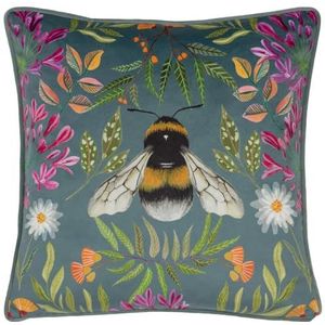 Wylder Nature House Of Bloom Zinnia Bee vierkante kussensloop, 43 x 43 cm
