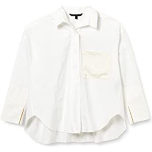 Armani Exchange Dames Voorzak, Snap Fastener, Back Metal Plate Logo Blouse, Optic White, Large