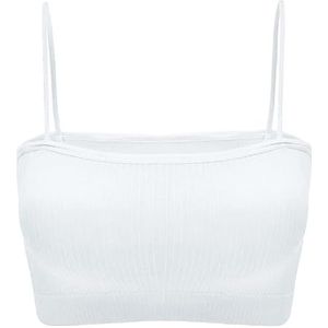 Sportbeha voor meisjes Ademend Naadloos Sportbeha met één woord Geen stalen rand Lichtgewicht ondergoed voor hardlopen Wit