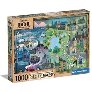 Clementoni Puzzels voor volwassenen - Disney Maps 101 Dalmatians, High Quality Collection Legpuzzel 1000 Stukjes, 14-99 jaar - 39665