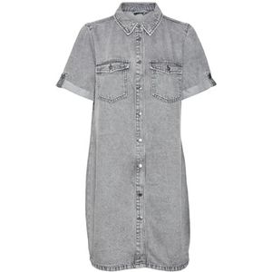 VERO MODA Dames Vmjennie Ss Short Denim Dress Mix Noos Jurk, Medium Grey Denim, S