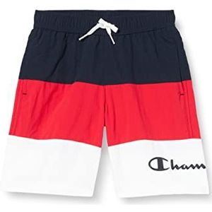 Champion Legacy Beachshorts-AC Color Block Zwemshorts voor kinderen en jongeren, (marineblauw/intensief rood/wit), 9-10 Jaar