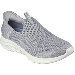 Skechers Ultra Flex 3.0 - Vlotte stap Sneaker dames, Lichtgrijze gebreide jersey rand, 41 EU