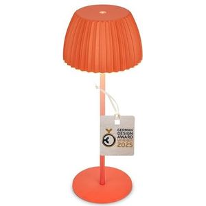 BRILONER - Riffle LED tafellamp snoerloos IP44 met lichtrand, touchdimmer, oplaadbare batterij, bedlamp, LED lamp, oplaadbare batterij lamp, German Design Award Winner 2025, 14,5x36,5 cm, oranje