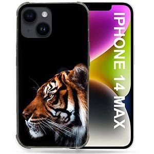 Beschermhoesje voor iPhone 14 Plus (6,7 inch), tijger diermotief, zwart