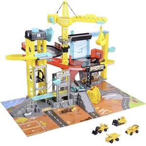 Dickie Toys - Bouwplaatsspeelgoed – grote constructiespeelset met kraan, 4 bouwplaatsvoertuigen, licht, geluid, accessoires en vele functies, kinderbouwplaats vanaf 3 jaar, 79 x 52 x 42 cm