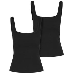 Urban Classics - Wide Neck Rib - Mouwloze Top - Zwart - 2-Pack